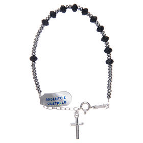 One decade rosary bracelet 6 mm black strass oval beads