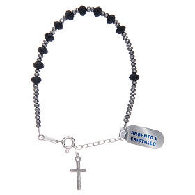 One decade rosary bracelet 6 mm black strass oval beads