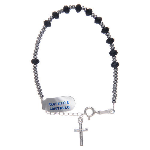 One decade rosary bracelet 6 mm black strass oval beads 1