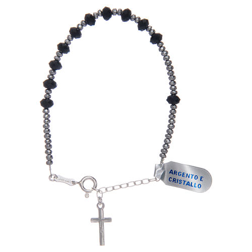 One decade rosary bracelet 6 mm black strass oval beads 2