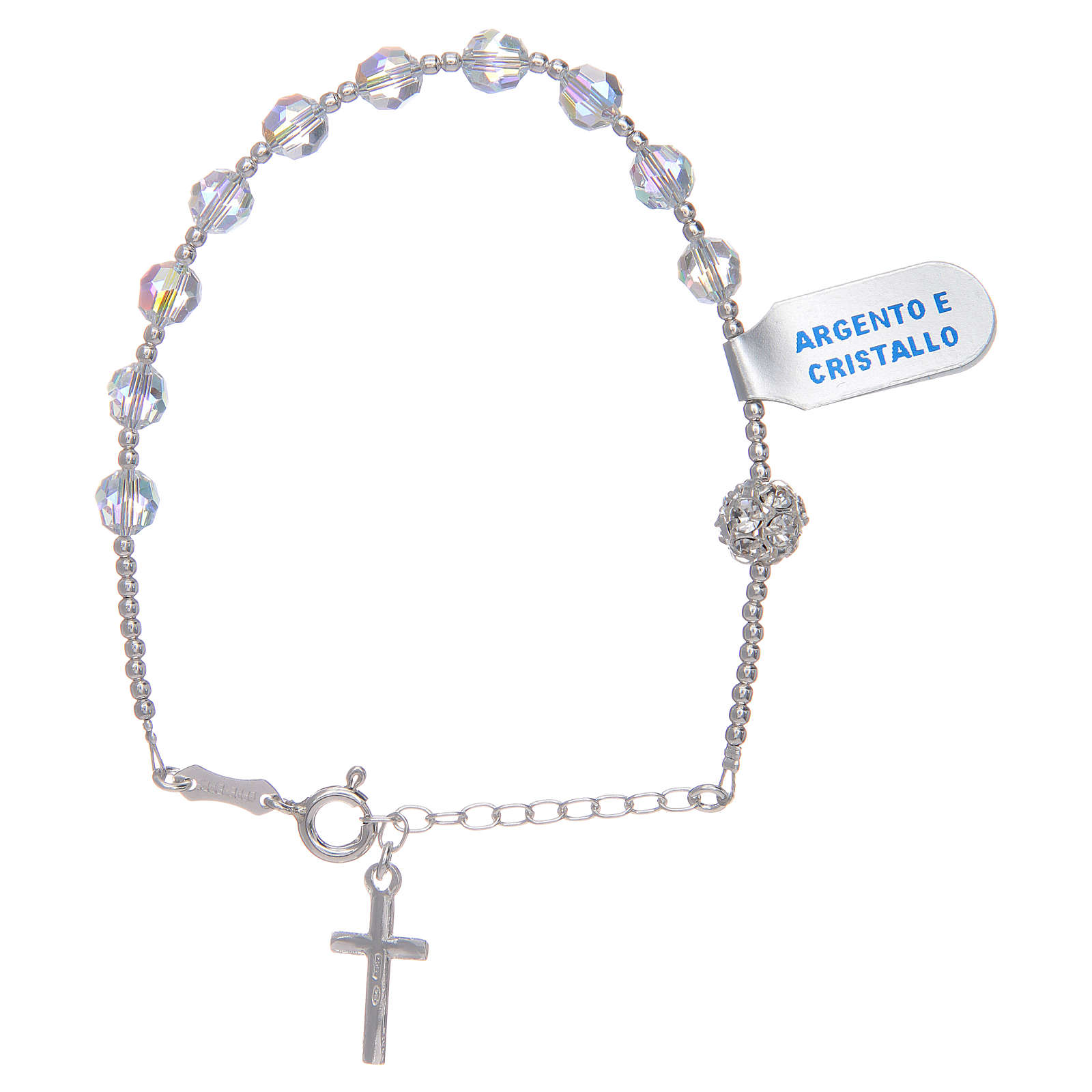 One decade rosary bracelet 6 mm transparent Swarovski beads | online ...