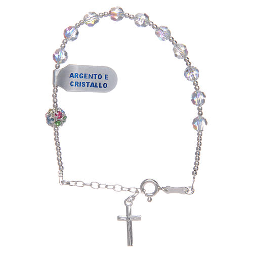 Rosary bracelet 6 mm strass and multi coloured beads 2