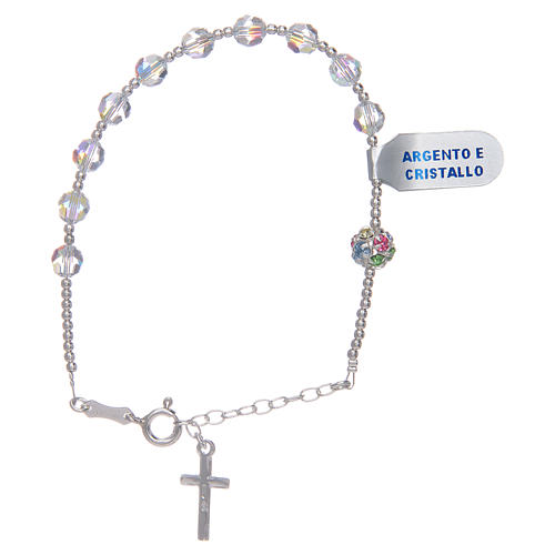 Rosary bracelet 6 mm strass and multi coloured beads 3