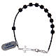 Rosary bracelet black satin glass beads with silver cross s2
