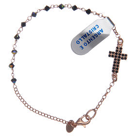 Pulseiras de Prata: Pulseira prata 925 rosê cruz e zircões