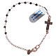 Interlock cross bracelet in pink silver with crystal beads s1