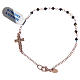 Interlock cross bracelet in pink silver with crystal beads s2