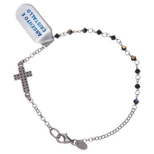 Silver bracelet with crystal beads and zircons cross 2