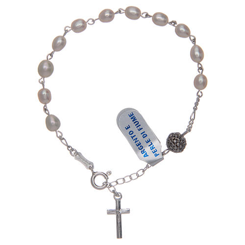 Bracelet argent 925 perles d'eau douce blanches 1