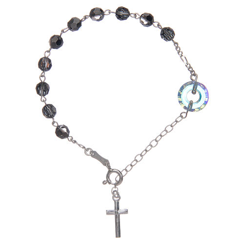 Holyart Bracciale Donna In Argento 925 Con Sfere E Strass E Croce A Cerchio – Prodotto Italiano, 23 Cm