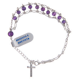 Bracciale argento 925 e ametista 4 mm doppia catena