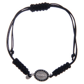 Bracelet corde argent 925 Miraculeuse argentée zircons noirs