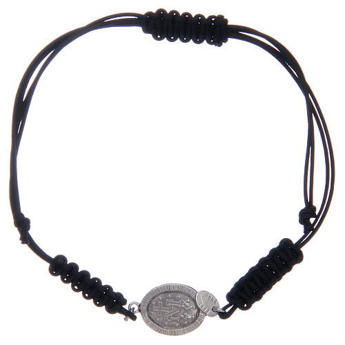 Bracelet corde argent 925 Miraculeuse argentée zircons noirs 2