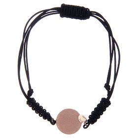 Bracelet corde argent 925 St Benoît rosé zircons noirs