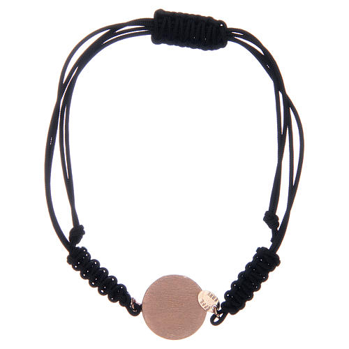 Bracelet corde argent 925 St Benoît rosé zircons noirs 2