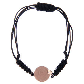 Bracciale cordino argento 925 S. Benedetto rosè zirconi neri