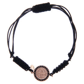 Bracelet in 925 sterling silver Saint Benedict rosè with black zircons 