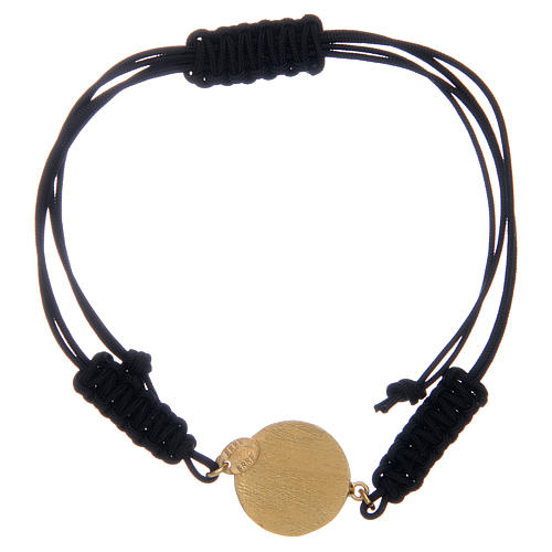 Bracelet corde argent 925 St Benoît doré zircons noirs 2