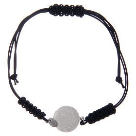 Bracelet corde argent 925 St Benoît argenté zircons noirs