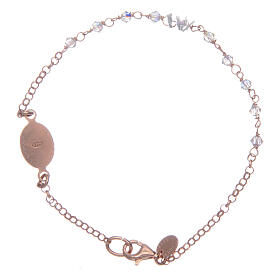 Pulseira prata 925 rosê e strass transparentes