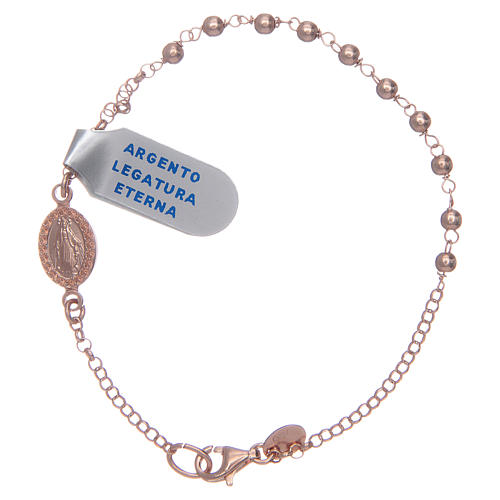 Rosary bracelet in shiny 925 sterling silver rosè 1