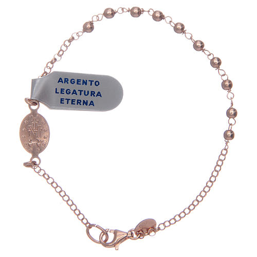 Rosary bracelet in shiny 925 sterling silver rosè 2