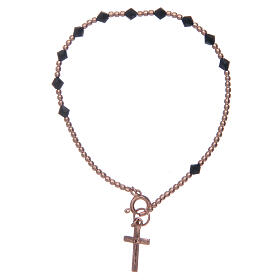Dozen rosary bracelet in 925 sterling silver with black strass
