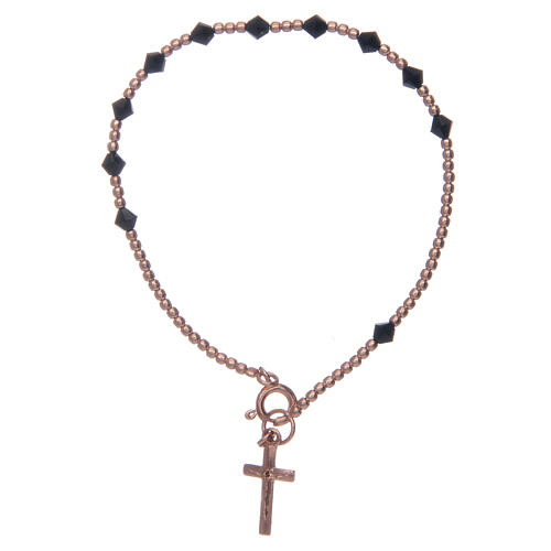 Dozen rosary bracelet in 925 sterling silver with black strass 1