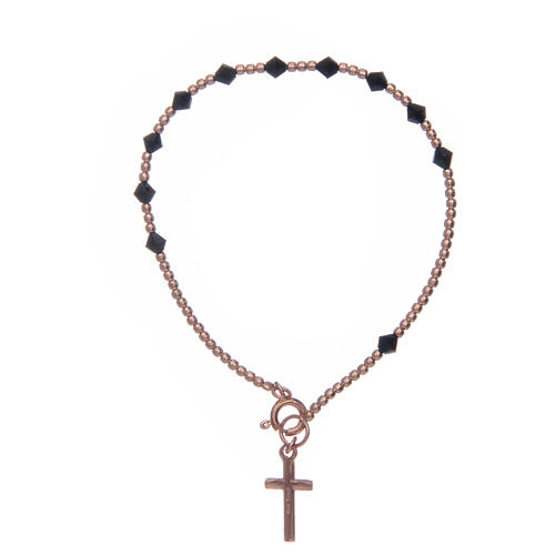 Dozen rosary bracelet in 925 sterling silver with black strass 2