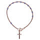 Bracciale rosario argento 925 con grani in strass viola s1
