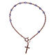 Dozen rosary bracelet in 925 sterling silver with purple strass grains s2