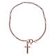 Bracciale rosario argento 925 rosato con strass da 4 mm trasparenti s1