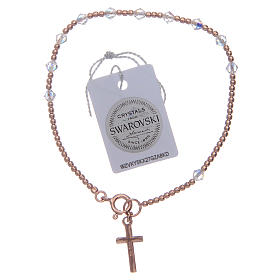 Pulseiras de Prata: Pulseira terço prata 925 rosê com Swarovski de 4 mm transparentes