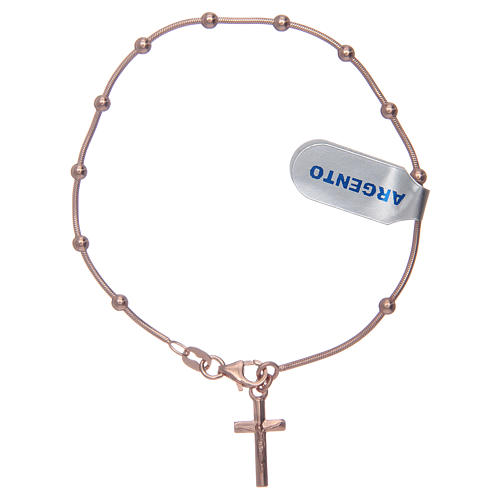 Dozen rosary bracelet in 925 sterling silver rosè 1