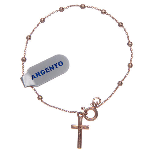 Bracciale rosario in argento 925 rosato 1