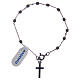 Bracelet with cross charm and 3x4 mm beads in black silver s2