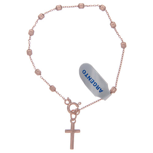 Bracelet chaînette en argent 925 rosé avec grains carrés 2