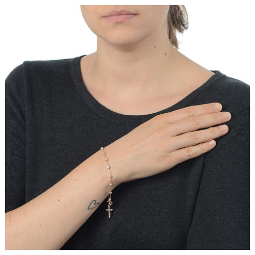 Bracelet chaînette en argent 925 rosé avec grains carrés 3