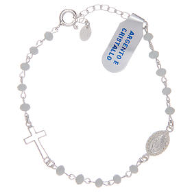 Rosary bracelet in 925 sterling silver and white crystal