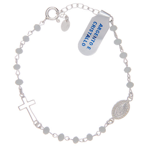 Rosary bracelet in 925 sterling silver and white crystal 1