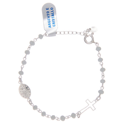 Rosary bracelet in 925 sterling silver and white crystal 2