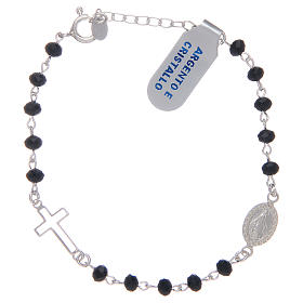Dozen rosary bracelet 925 sterling silver and black crystal