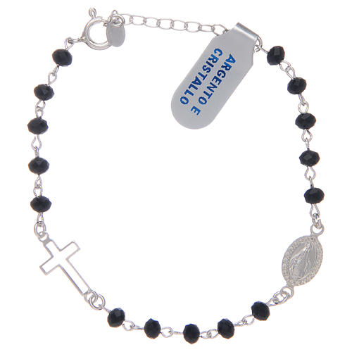 Dozen rosary bracelet 925 sterling silver and black crystal 1