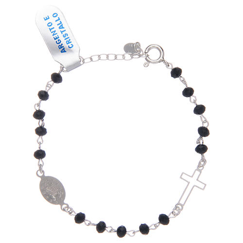 Dozen rosary bracelet 925 sterling silver and black crystal 2