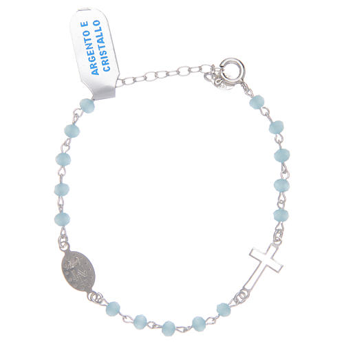 Rosary bracelet with chain 925 sterling silver and light blue crystal 2