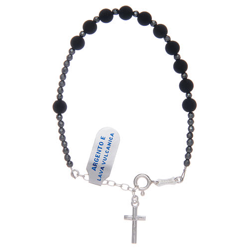 Rosary bracelet 925 sterling silver with lava grains 1