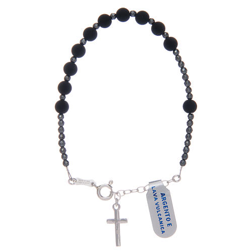Rosary bracelet 925 sterling silver with lava grains 2