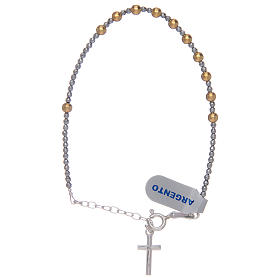 Pulseiras de Prata: Pulseira em prata 925 com contas lisas douradas