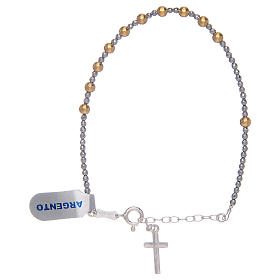 Pulseiras de Prata: Pulseira em prata 925 com contas lisas douradas