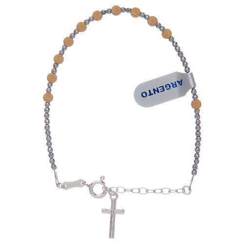 Rosary bracelet in 925 sterling silver and hammered silver 1